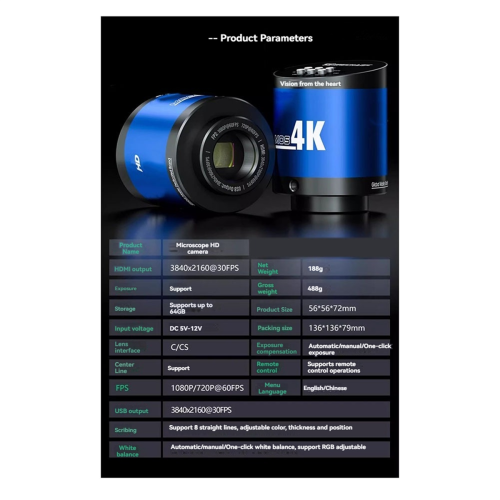 Microscope Camera Trinocular/Binocular Industrial CTV Adaptor 4K 2