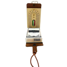 Folding Cribbage Board Game Set with Wooden Case & Full Deck