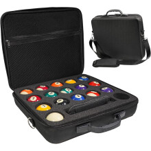 Billiard Ball Box, 2 1/4 Inch Large Pool Balls, 16 Professional Ball Set with Carry Bag