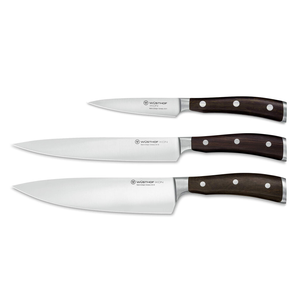 W?sthof Ikon 3-Piece Chef's Knife Set, Black