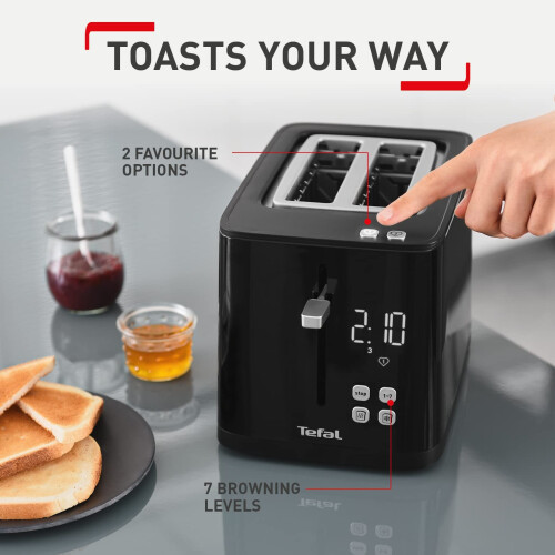 Tefal Tefal Smart 'N' Light 2 Slice Digital Toaster TT640840, Black 1