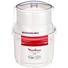 Moulinex AD5601 Moulinette Chopper, 800 W, Chopping, Mixing and Short, System 1-2 - 3 Quick Operation, Stainless Steel Blade, White and Red, Black