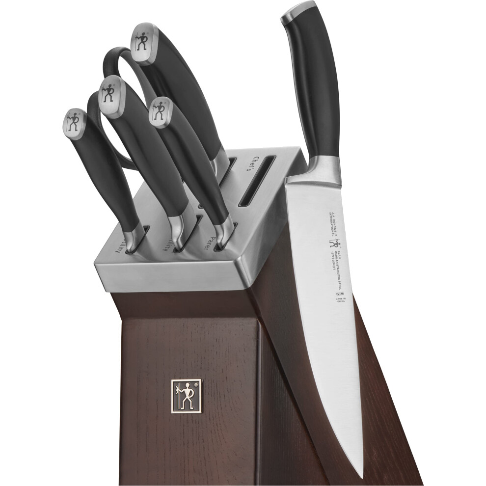 HENCKELS Elan 7 Piece Forged Self- Sharpening Kitchen Knife Block Set, Black