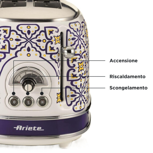 Ariete Ariete 155 Capri Toaster, 810W, 2 Slices, 6 Toasting Levels, Crumb Tray, Defrost Function, Automatic Eject 2