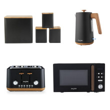 Salter Toronto 7-Piece Countertop Set - Kitchen Set with 20L Digital Microwave, 1.7L Kettle, 4-Slice Toaster, Tea, Coffee & Sugar Canisters, and Bread