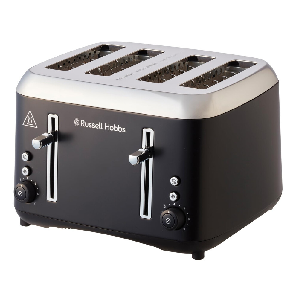 Russell Hobbs 4 Slice Toaster (Extra wide slots, Highlift feature, Independent browning controls, Defrost & reheat function, Stainless steel,