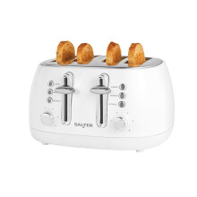 Salter Boston 4-Slice Toaster ? Wide Slots, 6 Browning Levels, Defrost, Reheat and Cancel, Bagels, Teacakes, Thick Bread, High-Lift Eject, Removable