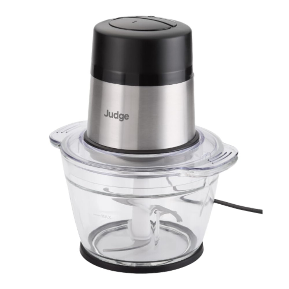 Judge Electric Mini Chopper, Food Processor And Fruit And Veg Dicer, Double Layer Stainless Steel Blades With Two Speed Selection, 500Ml Glass Bowl,
