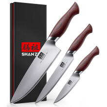 SHAN ZU Kitchen Knife Set 3 PCS, Japanese Chef Knife Set with High Carbon 10Cr15Mov Stainless Steel, Ultra-Sharp Kitchen Knives Set Utility Paring