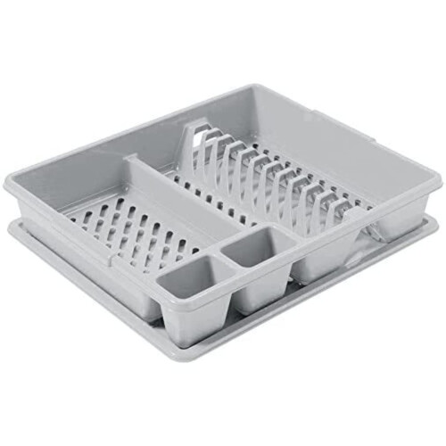 Curver Curver Dish rack with tray in light grey, polypropylene, 35 x 25 x 10 cm