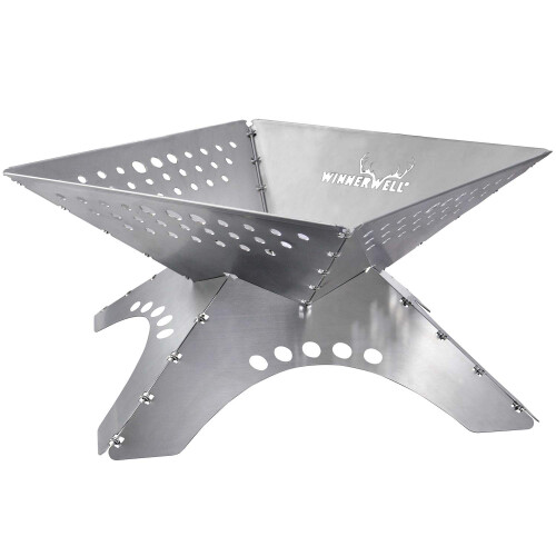 Winnerwell Flatfold Fire Pit ? XL | Portable Stainless Steel Fire Pan
