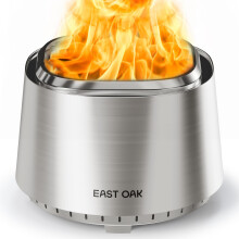 EAST OAK Fire Pit Smokeless 21'' Firepits for Outside Patio, 304 Stainless Steel Wood Burning Fireplaces, Portable Outdoor Bonfire Pit with Poker,