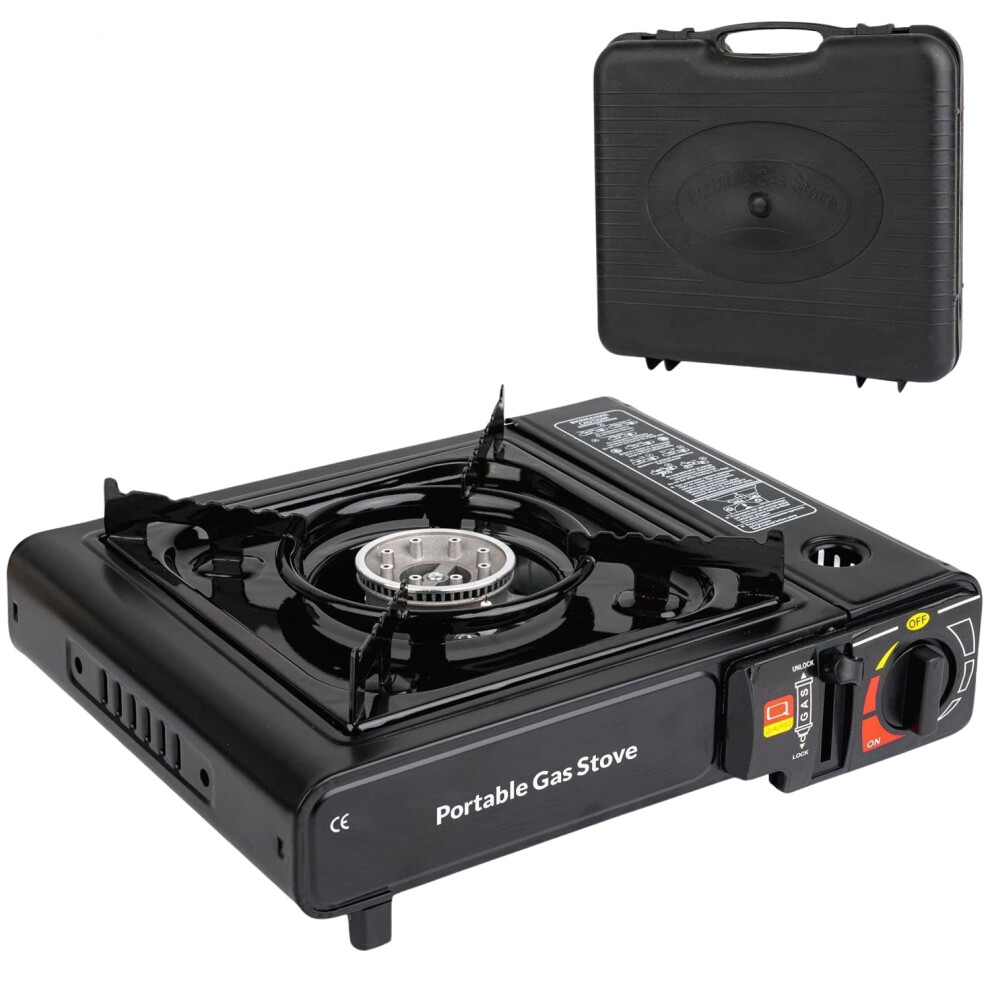 Joroba Camping Stove Gas Portable - Black Portable Gas Stove Camping Cooker - Single Burner Portable Stove With Carry Case - Portable Cooker For