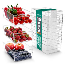 Sorbus 10 Pack Medium Clear Plastic Storage Bins, Clear Organizer Bins with Handle for Kitchen, Pantry, Cabinet, Refrigerator, Craft, Toys, Clothes,