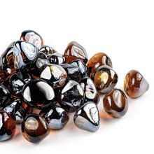Fire Glass Diamond 1 Inch Fire Pit Glass Rocks for Propane or Gas Fire Pit (Gift Package) (20 Pounds, Amber Luster)