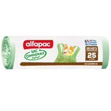 Alfapac - 10 x 25L Bags with Handles - Biodegradable Bin Liners - 100% Biodegradable - Pack of 2 - Green Bags 56 x 50 cm