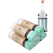 ZURAS? 35 litre organic bin liners with drawstring 100 compostable, biodegradable bin liners, DIN EN 13432 certified and tested, tear-resistant and