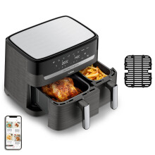 Tefal Dual Easy Fry &amp; Grill Gris, EY905B10, Freidora de aire y grill, 2 cajones