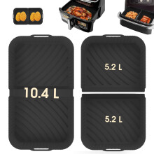 LADYSONS Silicone Air Fryer Liners for Ninja AF500UK 10.4L, Air Fryer Accessories, 10.4L & 10L Different Two Size Dual Drawer Air Fryer, Only