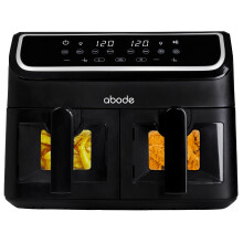Abode Digital Air Fryer 2000W 9L Dual Zone with Removable Baskets, 12 Preset Options, Digital Touch Control Panel 30 Minute Timer, Overheat
