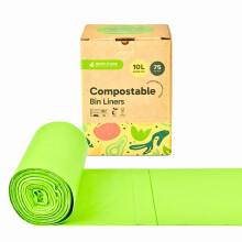 Biofuture 10L Biodegradable Bin Liners | Compostable Food Waste & Food Caddy Bags | EN13432 Certified Green Bin Bags for Food Waste & Recycling (75