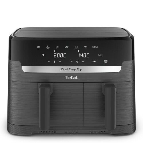 Tefal Easy Fry Dual Zone Digital Air Fryer, 2 Drawers, 8.3L, 8in1, Air Fry, Extra Crisp, Roast, Bake, Reheat, Dehydrate, 6 Portions, Non-Stick,