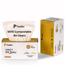Pastiko 100% Compostable Biodegradable Vanity 10L Small Bin Bags 30 Bin Liners Plant Based Extra Thick Leak Proof TUV Austria OK Home and Industrial