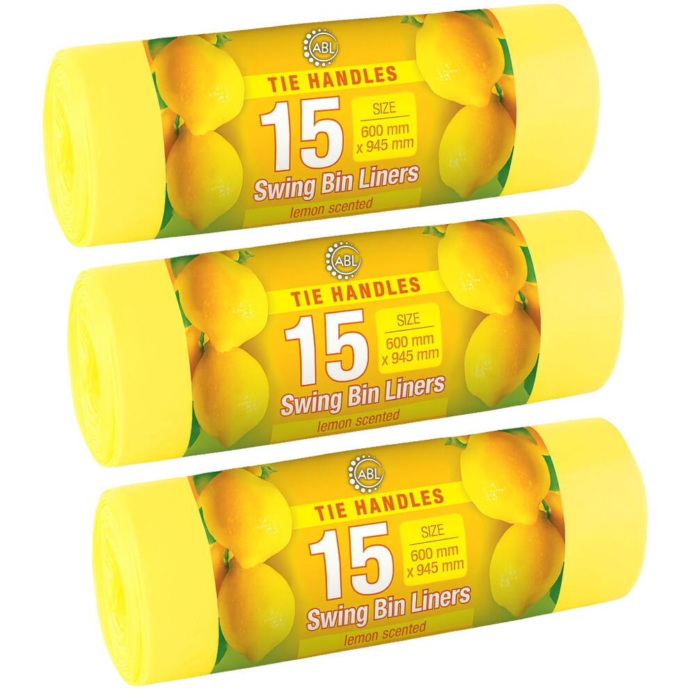 Abl Supplies Scented Swing Bin Liners 50L | 45 Lemon Scented Bin Bags 50 Litre | Tie Handles 60Cm X 94Cm 50L Bin Bags 50L (45 Liners) - Image 3