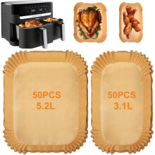 100PCS Air Fryer Liners for Tefal Easy Fry 5.2L/3.1L, Tower 5.2L/3.3L, Lakeland 5L/3L, Philips 3000 Series, Netta/Salter 5L/3.5L, Disposable Paper