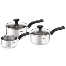 Tefal Comfort Max 3 Peice Stainless Steel Set ? Durable Cookware for Healthy Cooking, Induction Compatible, Ergonomic Stay-Cool Handle, Dishwasher and