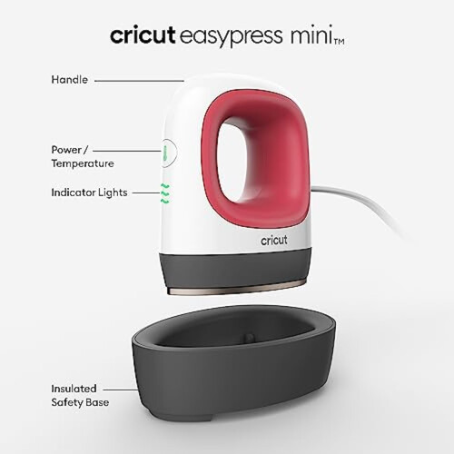 Cricut EasyPress Mini | Compact Heat Press for Iron On Vinyl (HTV), Infusible Ink and Sublimation | Raspberry 1