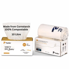 Pastiko Compostable Bin Liners 10L Food Waste Bags | 30 Pcs | Leak-Proof Biodegradable | Strong Cornstarch Rubbish Bags | TUV Home Compostable | Ideal