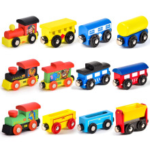Atoylink Animals Wooden Train Set Toys Engines Cars Magnetic Collection of Vehicles Montessori Educational Toys Preschool Learning Toys Gifts for Kids