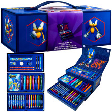 SONIC THE HEDGEHOG Art Set for Kids with Crayons Markers Colouring Pencils Art Supplies