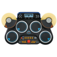 VTech Kidi DJ Drums, Light-up Electronic Drum Kit for Kids, with 4 Drums, 2 Cymbals, Drum Sticks, Bluetooth, Coach Mode and More, Music Toy for Ages