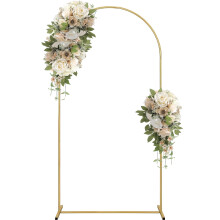 Duscdesp Metal Arch Backdrop Stand 2M/6.6FT Gold Wedding Arch Balloon Arch Stand,Garden Arch Frame for Wedding Birthday Party Balloon Flower Arch
