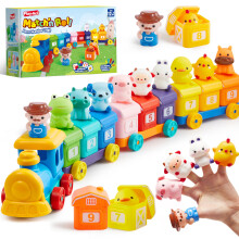 Play-Act Learning Toy for Toddlers 1 2 3 Years Old, Counting, Matching & Sorting Montessori Learning Farm Train Including 9 Farm Animals and 1 Farmer,