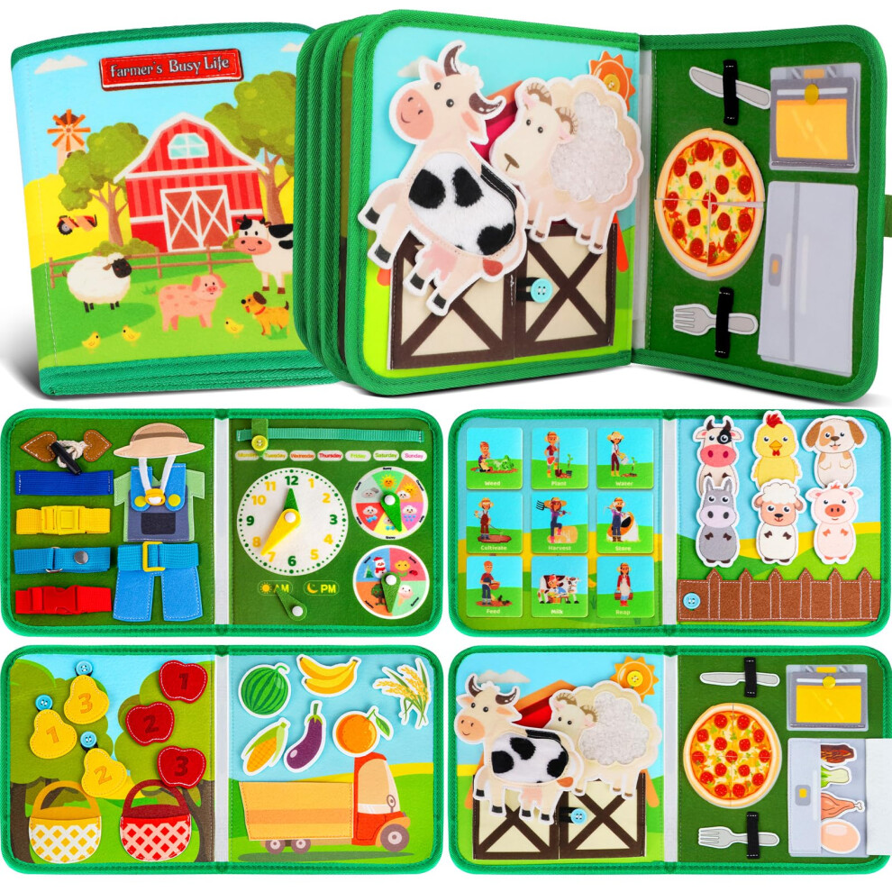 Photos - Other Toys Quanquer Activities Busy Book for Toddlers, Farm Busy Board Montessori Toys for 1 2 3+ Year Kids Boys Girls, Preschool Learn