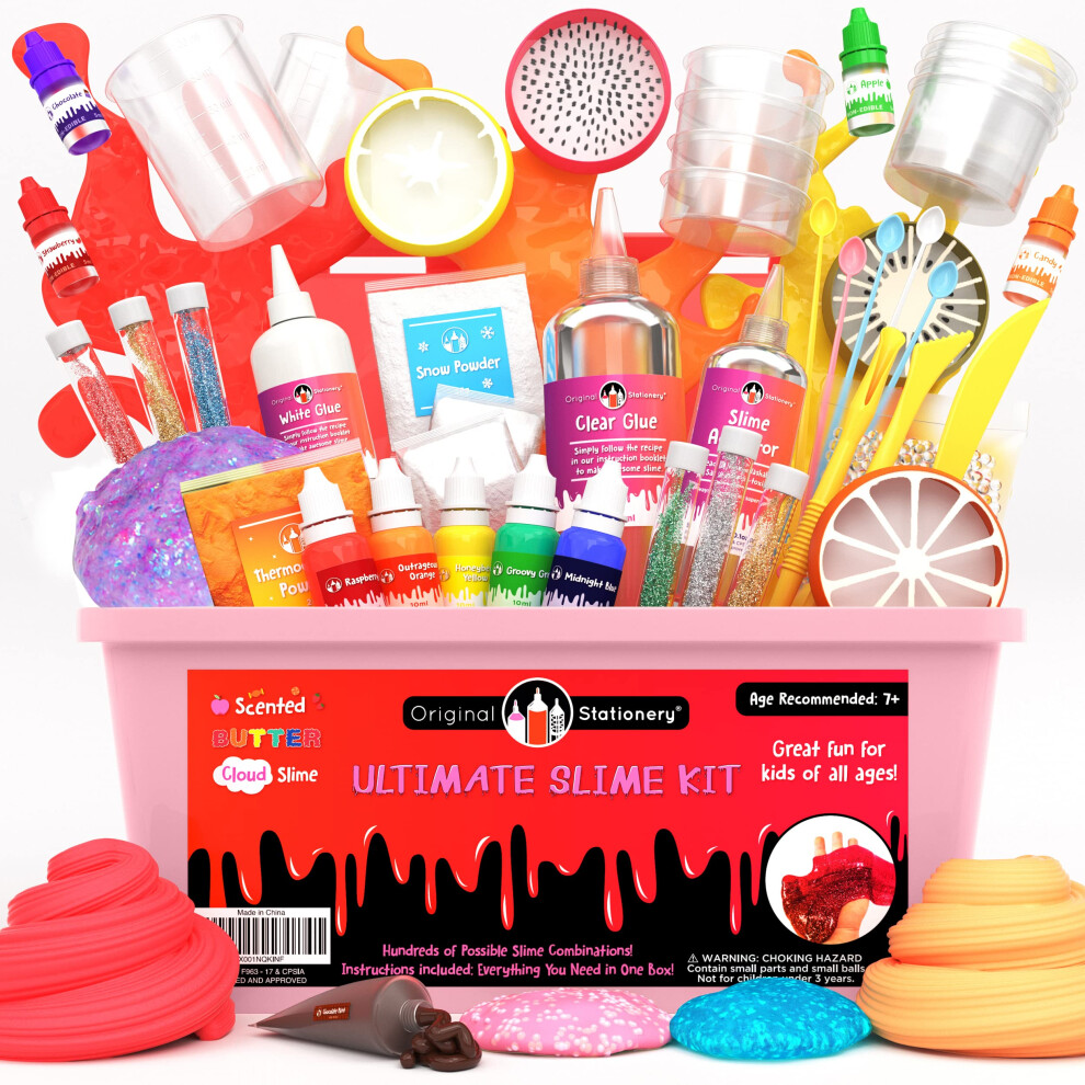 Original Stationery Ultimate Slime Kit, Awesome Slime Kit To Make Fishbowl Slime, Cloud Slime, & More, Amazing Birthday & Xmas Gift Idea For Kids Pink