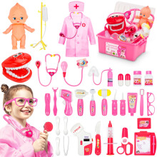 Fivejoy Doctors Set for Kids Age 3, Dentist Toys for Kids with Simulation Stethoscope, Pretend Role Play Medical Kit Educational Toys Gifts for 2 3 4