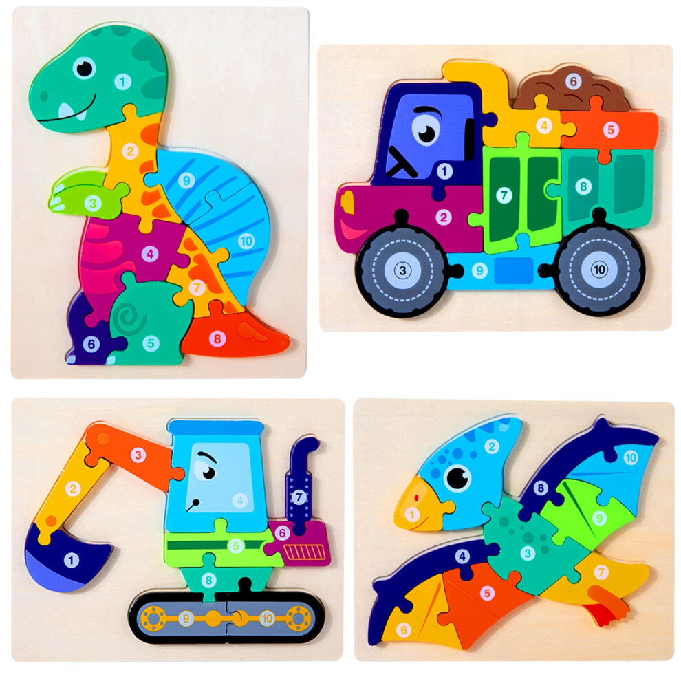 Photos - Other Toys HUADADA Wooden Puzzles Toys for 2 3 4 Year Olds Kids Dinosaur Jigsaw Animals Number Shape Puzzle Gifts for Children Toddler