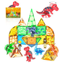 Asago Magnetic Tiles Toys Dinosaur Theme, Dino Magnet Building Blocks 3D Construction,STEM Educational Toy for Boys Girls 3 4 5 6 7 8 Year Old,