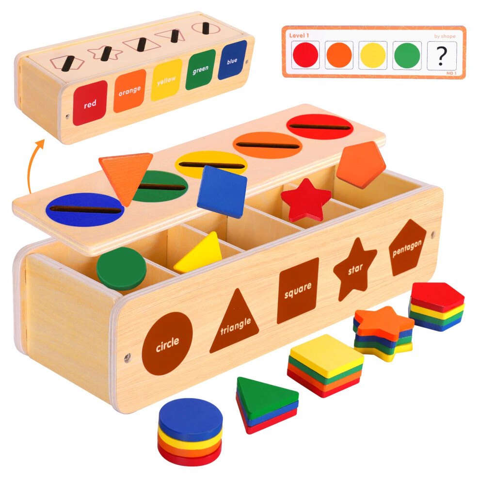 Lzdmy Toddler Toys For 2 3 Year Old Boys Girls, Wooden Montessori Educational Toys For 2-3 Year Olds, Sensory Color Shape Sorting Toys, Gifts For Boys