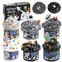 6 Packs Galaxy Slime Kit - Cloud Slime, Butter Slime & Clear Slime, Crunchy Slime with Space Slime Add ins, Fluffy Slime Kits for Girls & Boys Slime