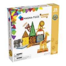 Magna-Tiles Safari Animals 25-Piece Set - 3D magnetic building tiles, Clear Colors