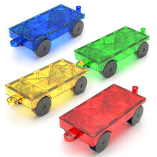 Magnetic Tiles Cars 4pcs Magnetic Construction Set: Cars, Trucks for Kids Ages 3-5, 4-8, 5-7 - Stacking Blocks Toys Gifts for 3+ Year Old Boys & Girls