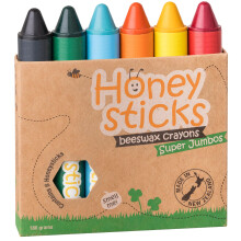Honeysticks 100% Natural Beeswax Crayons, Jumbo Size Crayons for Toddlers and Kids Developing a Pencil Grip, Child Safe, Non Toxic Crayons for Kids, 6