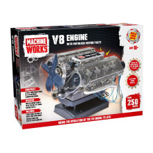 Machine Works Build Your Own V8 Engine Toy - Replica Model Building Kit - Features Augmented Reality, Sounds and Illumination, 4 Modes, 250+ Pieces,