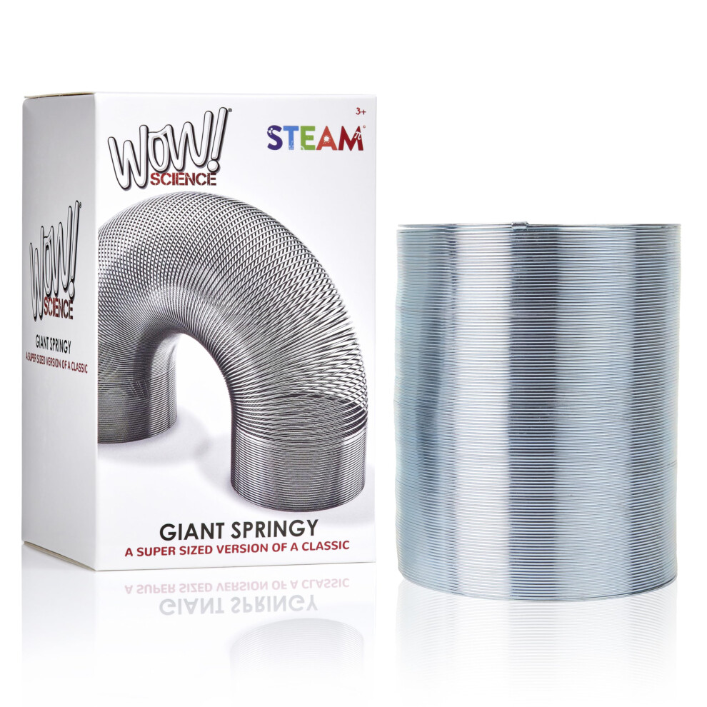 Popular Science Wow! Stuff Super-Size Metal Spring Toy ? Giant Stretchy Slinky For Kids And Adults ? Classic Sensory Stem Toy, Performs Tricks, Walks Downstairs,