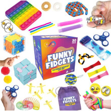 V B 2022 Upgraded 30 pcs Fidget Toys Pack - Sensory for Autism ADHD Includes Push Pop Bubble Toy, Simple Dimple, Infinity Cube Ideal Stress and